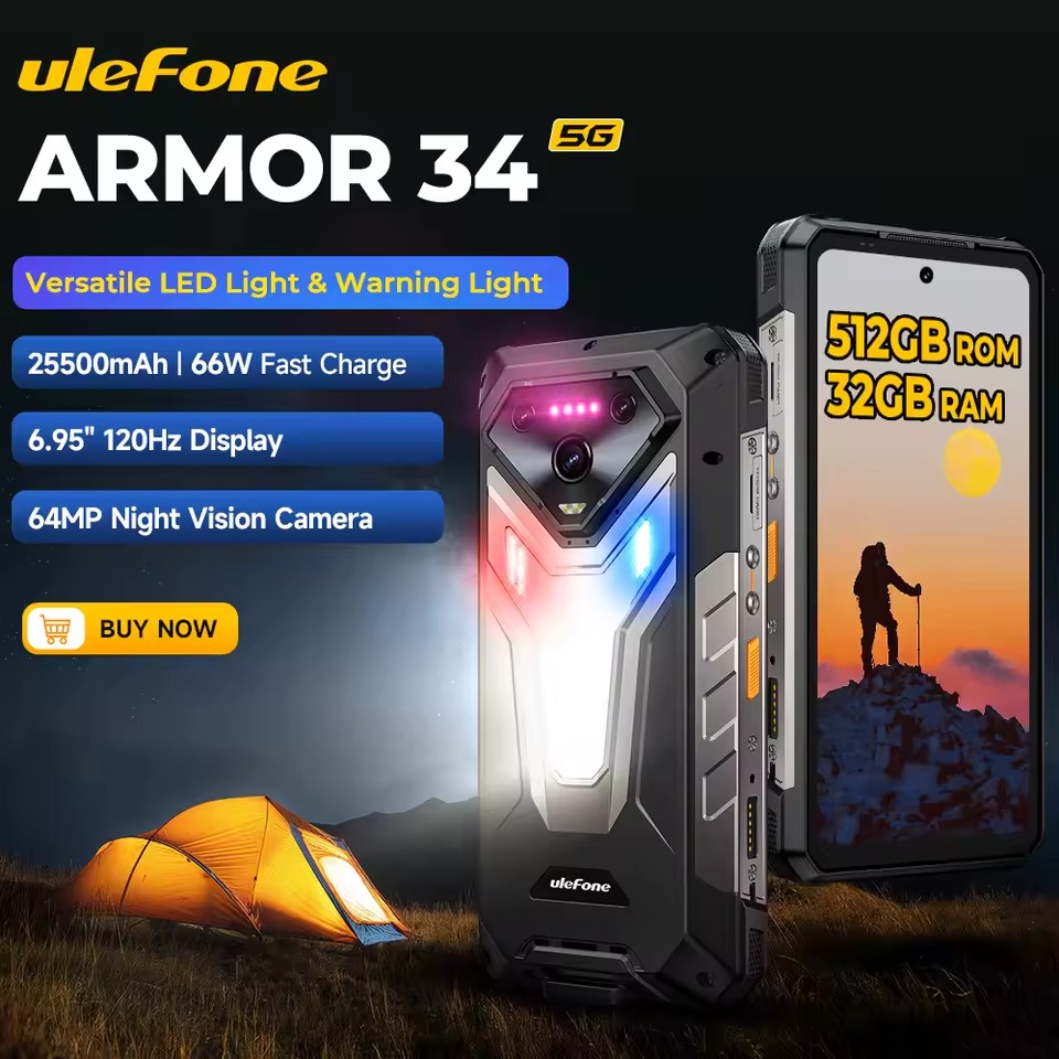 Ulefone Armor 34 - 5G, 512GB/16GB, Juodas - Image 2