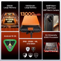 Doogee Fire 7 - 5G, 256GB/4GB, Pilkas - Image 6